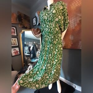 Zara Nwot Abstract Print Maxi Shirt Dress